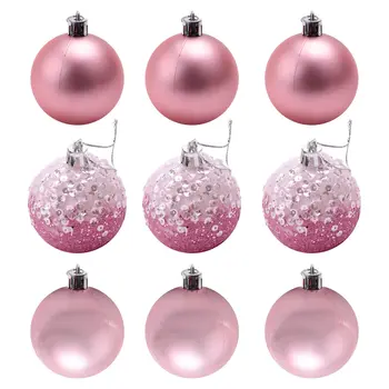 9 BUC Minge de Crăciun Ornamente de crăciun Copac Decoratiuni Agățat Bile pentru Acasă Petrecere de Anul Nou Decor - 2.36 inch, Roz - Imagine 1  