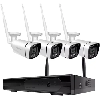 9 Canale NVR 4buc 3mp Acasă în aer liber de Supraveghere Camere IP Două căi Audio 3MP Camera de Securitate Wireless Sistem - Imagine 1  