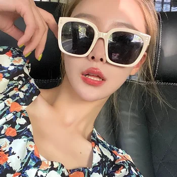Același moda anti-ultraviolete cu ochelari de soare nou versiunea coreeană simplu cadru negru gros ochelari de soare cadru - Imagine 2  