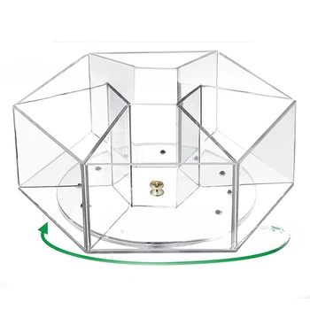 Acrilic transparent hexagonale pen cupa, suport stilou, acasa, birou, scoala, 360 de grade rotativ cutie de depozitare - Imagine 1  