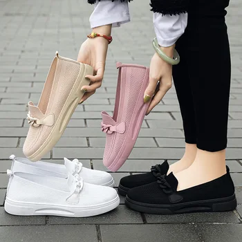 Adidasi Plat Femei Alunecare pe Pantofi Femael 2023 Noi Mocasini Casual de Mers pe jos de Pantofi Doamnelor în aer liber, Plasă Moale Jos Moccassin Pantofi - Imagine 1  