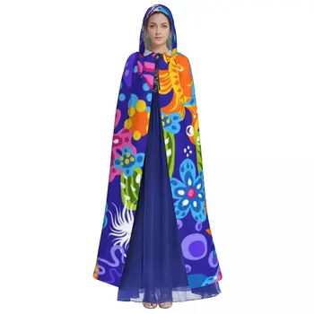 Adult Halloween Mexican Populare Etnice Mantie Pelerina Cu Gluga Costumului Medieval Plin Lungime Rochie Haina - Imagine 2  