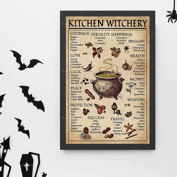 Affiche de sorcellerie de bucătărie, affiche de sorcières, impresia d 'art d'Halloween, travail d' art de bénédiction de bucătărie, - Imagine 1  