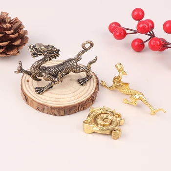 Alamă Zodia Dragon Ornamente Figurine Miniaturi Norocos Bestia 3D Statuia Desktop Decor Acasă Meserii Decoruri Accesorii - Imagine 2  