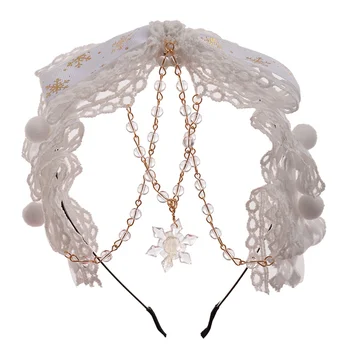 Alb Lolita Bow Headband Fete Drăguț Kawaii Accesorii De Par - Imagine 1  