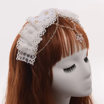 Alb Lolita Bow Headband Fete Drăguț Kawaii Accesorii De Par - Imagine 2  