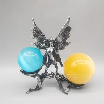 Aliaj de înger forma o sfera de cristal minge de bază raftul de jos din metal titularul de afișare stand suport - Imagine 2  