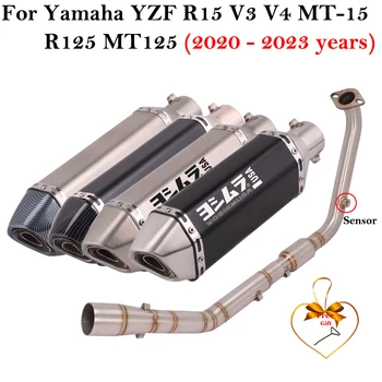 Alunecare Pentru Yamaha YZF R15 V3 V4 R125 MT125 2020 - 2023 Motocicleta de Evacuare Evacuare Completă a Sistemului Modificat Față Link-ul de Țeavă de Eșapament - Imagine 1  