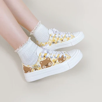 Amy și Michael Anime Poarte Pantofi de Panza pentru Fete Minunate Elevii Plat Low-Top Adidași Casual Mână Pictat Femei Vulcaniza Pantofi - Imagine 2  