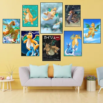 Anime Clasic Pokemon Dragonite Printuri Pictura Pe Perete Dormitor Camera De Zi De Decorare Birou Acasă - Imagine 1  