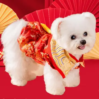 Anul nou Costum de Câine de Iarnă de Îmbrăcăminte Drăguț Cald animale de Companie Haina de Iarna Animale de companie Tang Costum de Câine Vestă pentru Pisici de Pluș Bichon Mic Câini de Companie Cadouri - Imagine 1  
