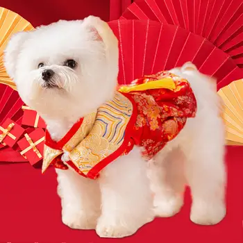 Anul nou Costum de Câine de Iarnă de Îmbrăcăminte Drăguț Cald animale de Companie Haina de Iarna Animale de companie Tang Costum de Câine Vestă pentru Pisici de Pluș Bichon Mic Câini de Companie Cadouri - Imagine 2  