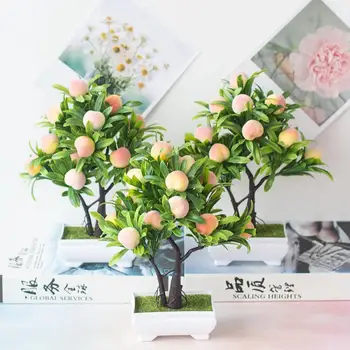 Artificiale Fructe Bonsai Ghivece De Flori Chineză Boabe De Căpșuni Piersici Lamaie Copac Bonsai Gradina Plantă Artificială În Ghiveci Decor Acasă - Imagine 1  