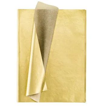 Aur Hârtie, 100 Foi Metalice, Hârtie de Ambalaj Cadou pentru Ziua de naștere Petrecere,Aniversare, Ziua Îndrăgostiților Decor - Imagine 1  