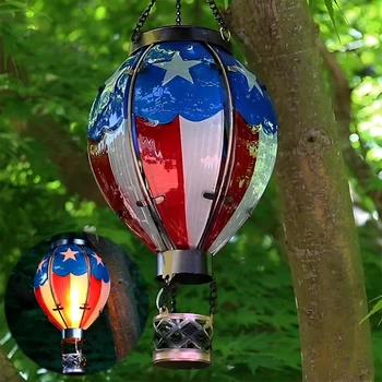 Balon Cu Aer Cald Felinar Solar Rezistent La Apa Pentru Gradina Terasa Veranda Copac Decoratiuni De Curte - Imagine 2  