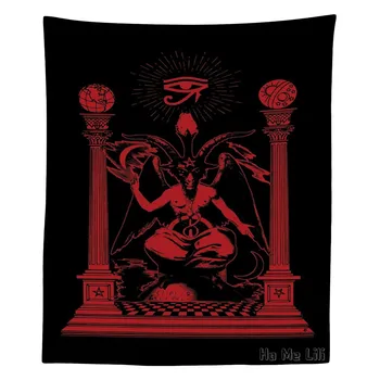 Baphomet Pentagrama Demonice Șarpele Diavol Dragon Demon Rău Craniu De Capră Gothic Metal Oculte Punk De Ho-Mi Lili Tapiserie - Imagine 1  