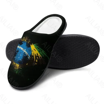 Brazilia Flag 1 Sandale De Pluș Casual Incalzi Pantofii Termică Pentru Barbati Pentru Femei Papuci De Casă Au SoftCottonHome Pantof - Imagine 2  