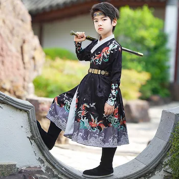 Băiatul Pește Negru De Imprimare Hanfu Tradițională Chineză Rochie Dinastiei Tang Vechi Cosplay Costum Tang - Imagine 1  