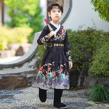 Băiatul Pește Negru De Imprimare Hanfu Tradițională Chineză Rochie Dinastiei Tang Vechi Cosplay Costum Tang - Imagine 2  