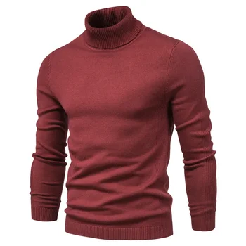 Bărbați de culoare solidă pulover pulover jumătate guler toamna iarna barbati casual pulover moda Tricot de înaltă calitate de îmbrăcăminte de Lux - Imagine 1  