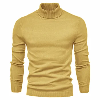 Bărbați de culoare solidă pulover pulover jumătate guler toamna iarna barbati casual pulover moda Tricot de înaltă calitate de îmbrăcăminte de Lux - Imagine 2  