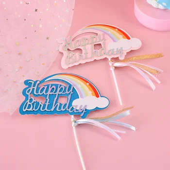 Cakelove 1buc Rainbow Cake Toppers Bomboane de Culoare Nor Balon Steaguri Decor Copii Favoruri de Partid Ziua de nastere Cupcake Petrecerea de Nunta - Imagine 1  