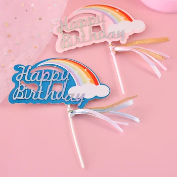 Cakelove 1buc Rainbow Cake Toppers Bomboane de Culoare Nor Balon Steaguri Decor Copii Favoruri de Partid Ziua de nastere Cupcake Petrecerea de Nunta - Imagine 2  