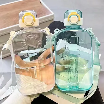 Cana de apa cu fete creatoare de moda direct bea cupa pahar de Plastic în aer liber de mare capacitate înaltă aspectul nivel fierbător - Imagine 1  
