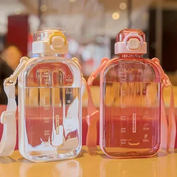 Cana de apa cu fete creatoare de moda direct bea cupa pahar de Plastic în aer liber de mare capacitate înaltă aspectul nivel fierbător - Imagine 2  