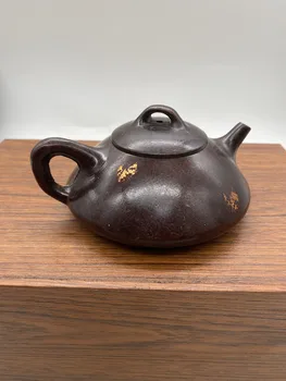 China alamă bronz Aurire oală Decor plat ceainice vas de cupru decor de colectare - Imagine 1  
