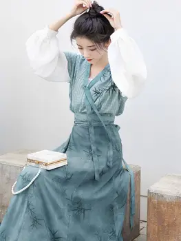 Chineză Tradițională Hanfu Scurt Fusta Set Elegant si Dulce 2023 zi cu Zi Simplu Dinastiei Tang Retro Set de Îmbrăcăminte pentru Femei Rochie - Imagine 1  