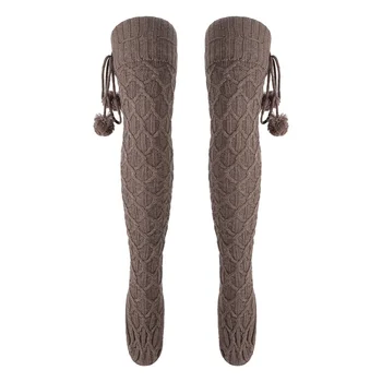 CHRONSTYLE Femei Tricotate cu Nervuri Coapsei Ciorapi de Înaltă Boot Sosete Lungi de Iarnă Caldă Ciorapi Peste Genunchi Ciorapi Petrecere Streetwear 2024 - Imagine 1  