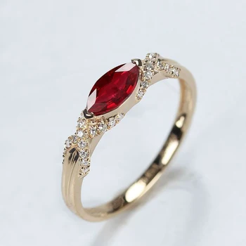 Clasic cal de ochi arătat minunat Încrustat ruby inele pentru femei la modă și de lux Roșu gemstoneg logodna bijuterii - Imagine 1  