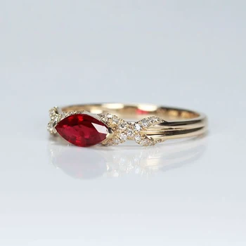 Clasic cal de ochi arătat minunat Încrustat ruby inele pentru femei la modă și de lux Roșu gemstoneg logodna bijuterii - Imagine 2  