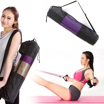 Confortul Negru Yoga Rucsac Yoga Mat Carrier Plasă Reglabile Curea Sport Instrument De Genți Rucsac Rezistent La Apa - Imagine 2  