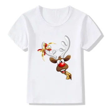 Copii Drăguț Moș Crăciun Animal Print T Shirt pentru Copii Crăciun Fericit Haine tricouri Băiat și Fată Pisica de Craciun-Cadou Tricou Copil - Imagine 1  