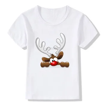 Copii Drăguț Moș Crăciun Animal Print T Shirt pentru Copii Crăciun Fericit Haine tricouri Băiat și Fată Pisica de Craciun-Cadou Tricou Copil - Imagine 2  