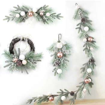 Coroană de crăciun, rattan pragul de sus, cu susul în jos copac, Crăciun, conuri de pin, ace de pin, usi decor - Imagine 1  