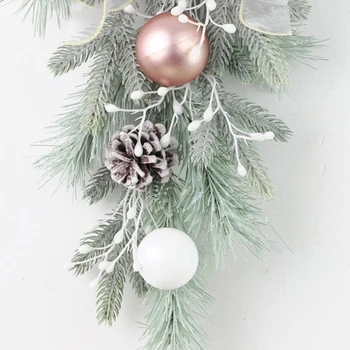 Coroană de crăciun, rattan pragul de sus, cu susul în jos copac, Crăciun, conuri de pin, ace de pin, usi decor - Imagine 2  