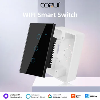 CORUI Tuya UE NE Wifi Smart Touch Comuta 1/2/3/4 Gasca Întrerupător de Lumină Cu Caseta de Jos Pentru Alexa Google Acasa Alice de Viață Inteligentă - Imagine 1  