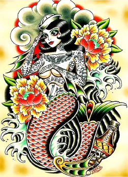 Creativitatea Tatuaje Tapet ilustrare Arta de Perete de Epocă Poster de Epocă Mată Hârtie kraft de Imprimare Vopsire lucrări de Artă Decor de Perete 5 - Imagine 2  