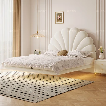 Crema stil petale de pat minimalist patul suspendat, franceză prințesă fata dormitor tesatura dormitor matrimonial dublu - Imagine 2  