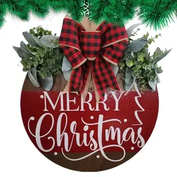 Crăciun Fericit Cuier Ușă De Vacanta Din Lemn, Decoratiuni Usi Decorative De Craciun Durabil Ușa Draperii Festiva De Craciun - Imagine 1  