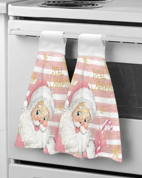 Crăciun Roz Bătrân Fulg De Nea Bomboane Agățat De Mâini De Bucătărie, Prosoape Iute Uscat Microfibră De Curățare Pânză Prosop Moale - Imagine 1  