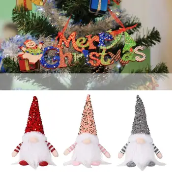 Crăciun Sequin fără Chip Gnome Papusa LED-uri Stralucitoare de Crăciun de Crăciun Pandantiv Consumabile Cadouri Decor Acasă 2024 Anul Nou Copac W L7D3 - Imagine 1  