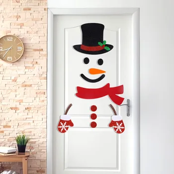 Crăciun Simțit Pânză Ușă și Fereastră Autocolante Moș Crăciun, om de Zăpadă Elan Autocolante de Perete Crăciun Fericit și An Nou Decor Acasă - Imagine 1  
