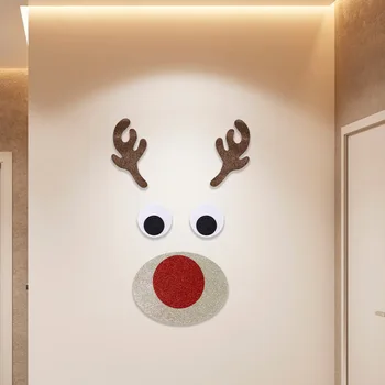 Crăciun Simțit Pânză Ușă și Fereastră Autocolante Moș Crăciun, om de Zăpadă Elan Autocolante de Perete Crăciun Fericit și An Nou Decor Acasă - Imagine 2  