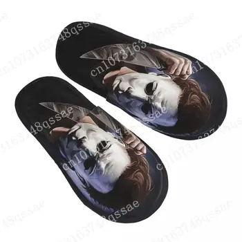 Custom Print Michael Myers Cuțite Papuci De Casa Confortabil Cald Halloween Film Arta De Memorie Spumă Pufos Papuci De Casă Interioară Pantofi În Aer Liber - Imagine 1  
