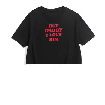 DAR TATA ÎL IUBESC Hainele de Vară Cut T-shirt Harajuku High Street Design T-shirt y2k Strada Imbracaminte Femei Deschise Buric Sus - Imagine 2  