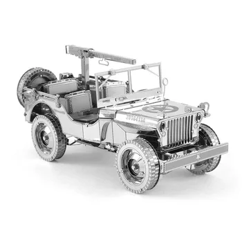 De crăciun DIY Metalici 3D Stereoscopic Model Blocuri Willis Jeep Nou Puzzle Băieți Grils Cadou - Imagine 1  